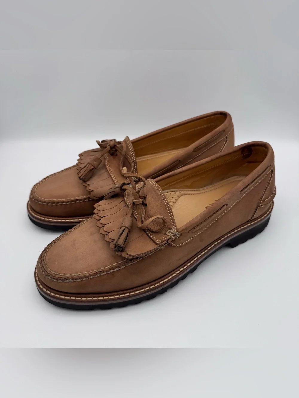 Orvis Brown Leather Kiltie Tassel Loafers Men Size 10 Slip On Dress Shoes EUC